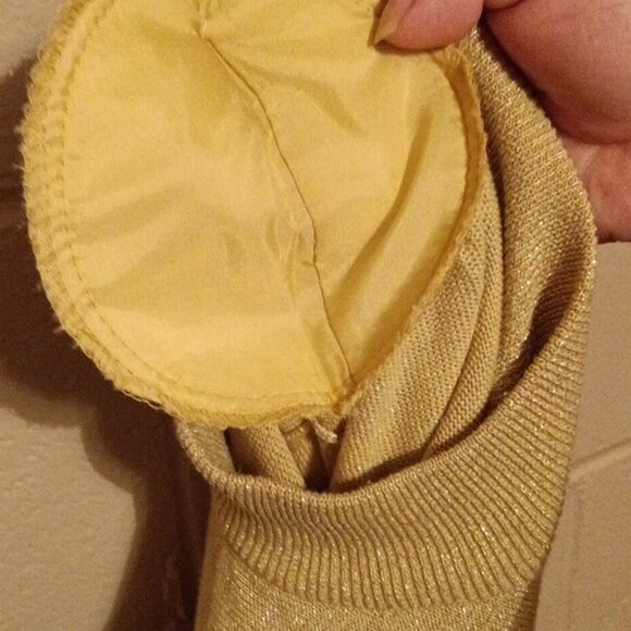 Vintage Yarnworks himmering Gold Turtleneck Sweater Should Pads Siz XL - Picture 9 of 9